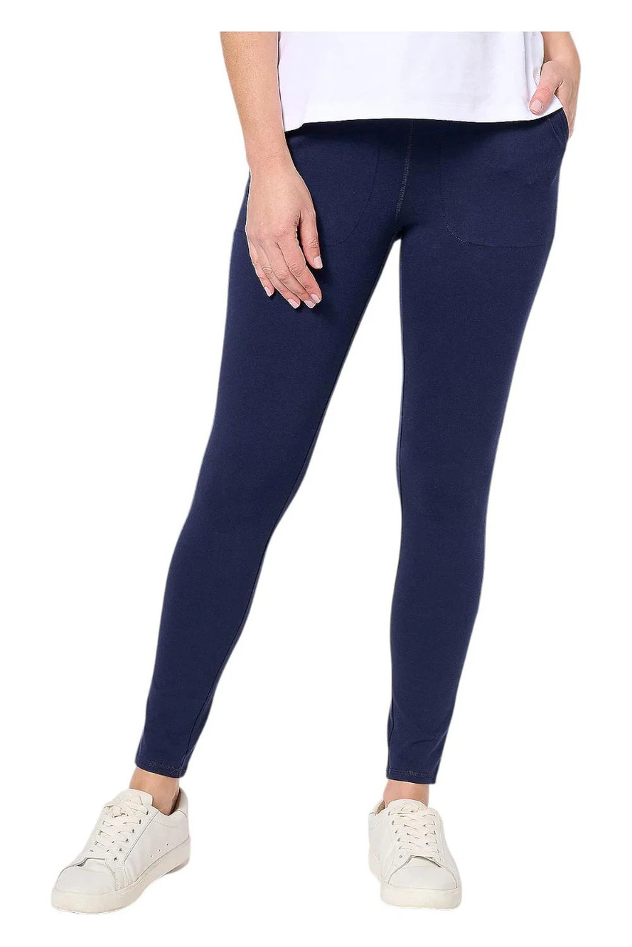 Sport Savvy Women's Comfort Waistband Legging with Pockets Navy - Regular